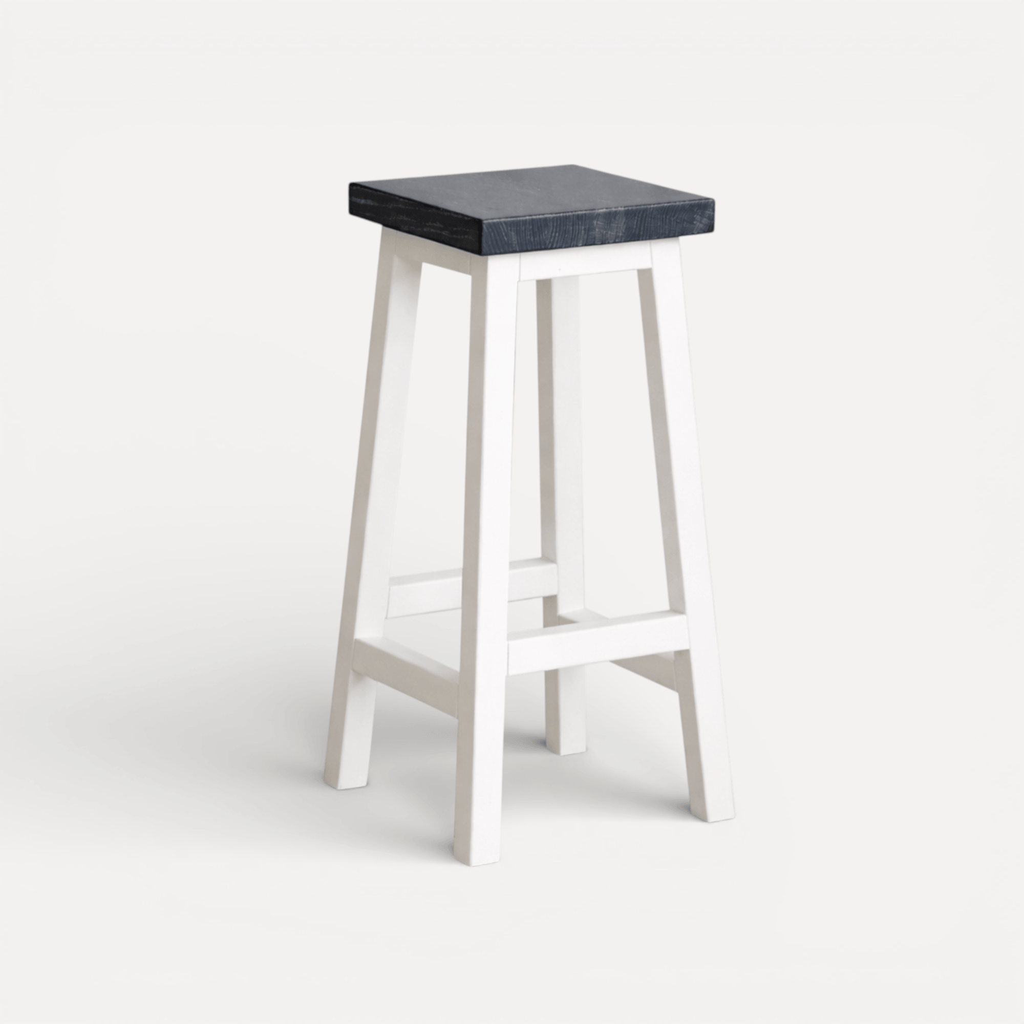 Square Bar Stool - White & Grey Limed