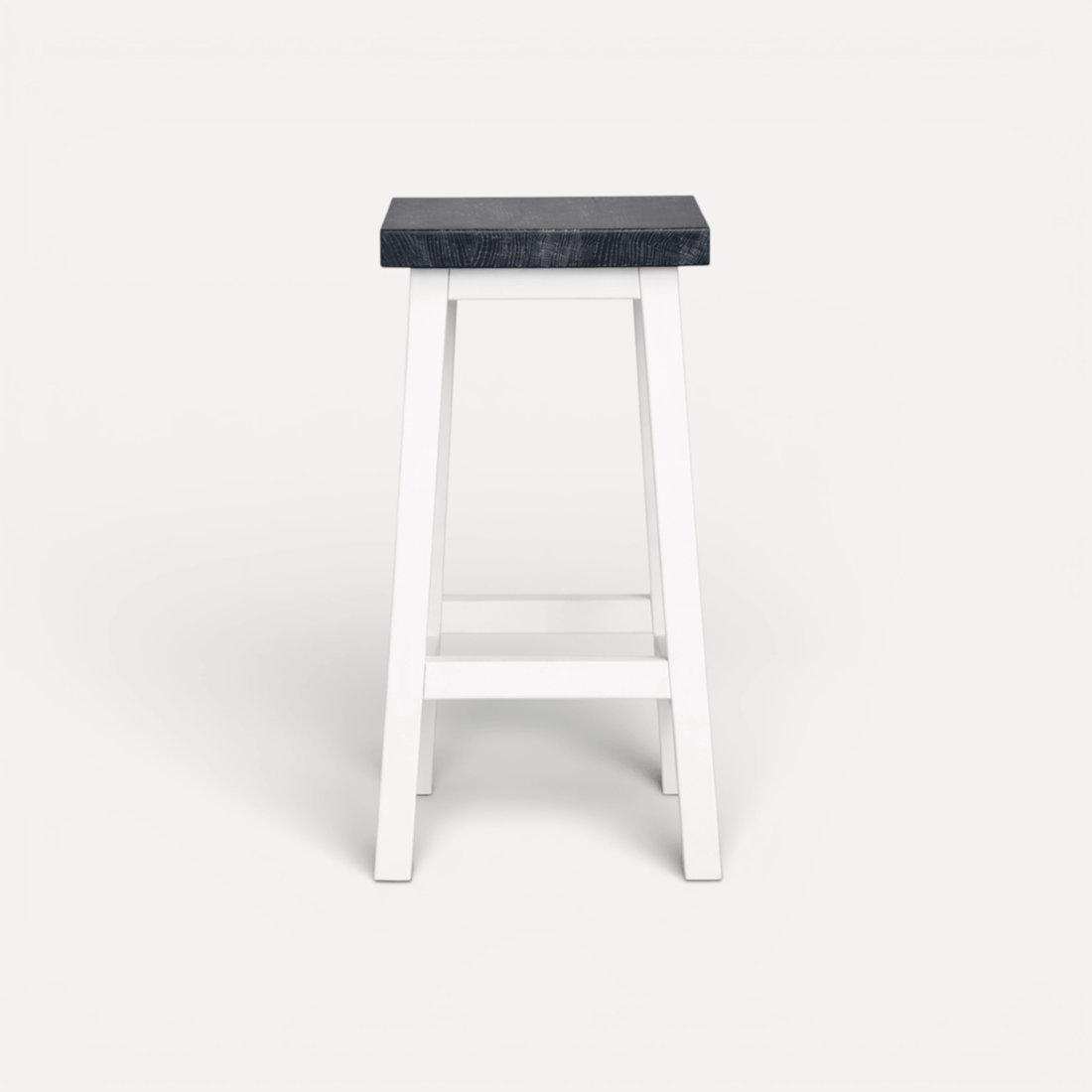 Square Bar Stool - White & Grey Limed