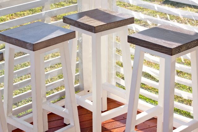 Square Bar Stool - White & Grey Limed Dining Furniture Beachwood Designs