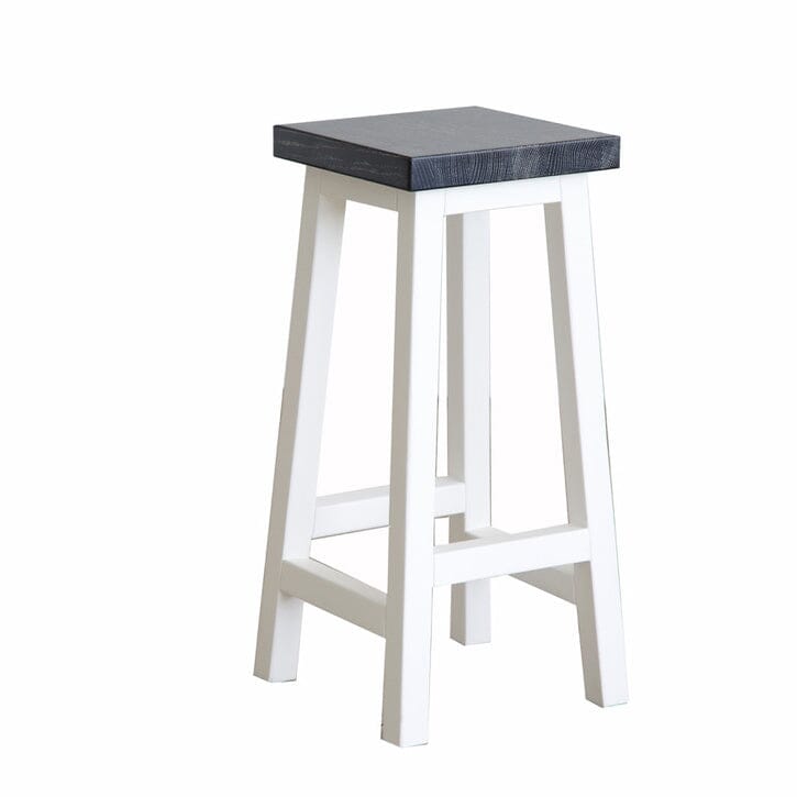Square Bar Stool - White & Grey Limed Dining Furniture Beachwood Designs
