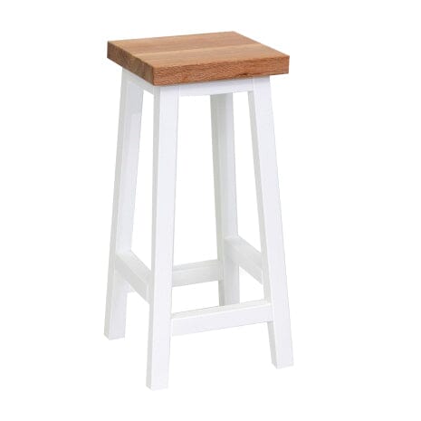 Square Bar Stool - White & Limed Ash Dining Furniture Beachwood Designs