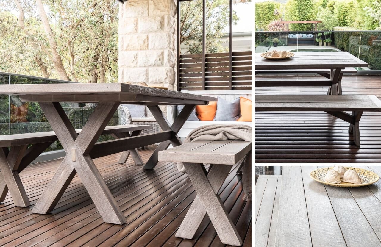 The Custom Cross Base Outdoor Dining Table Dining Furniture Beachwood Designs
