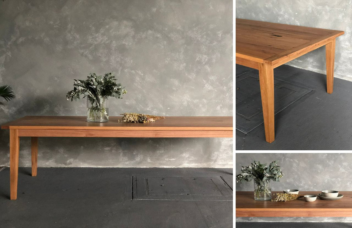 The Custom Tapered Rectangular Pedestal Dining Table Dining Furniture Beachwood Designs