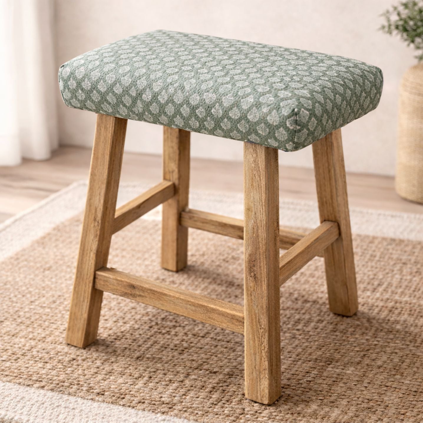 Upholstered Elm Stool - Limited Edition - Celadon Dining Furniture Beachwood Designs