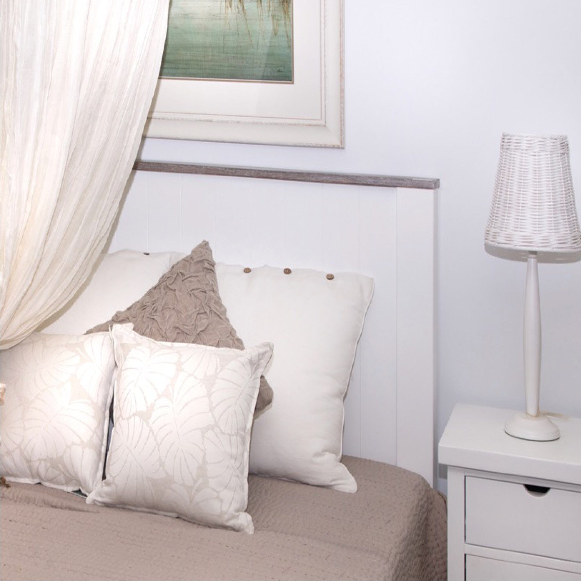 V-Groove Bed - Queen Bedroom Furniture Beachwood Designs White & Grey Limed