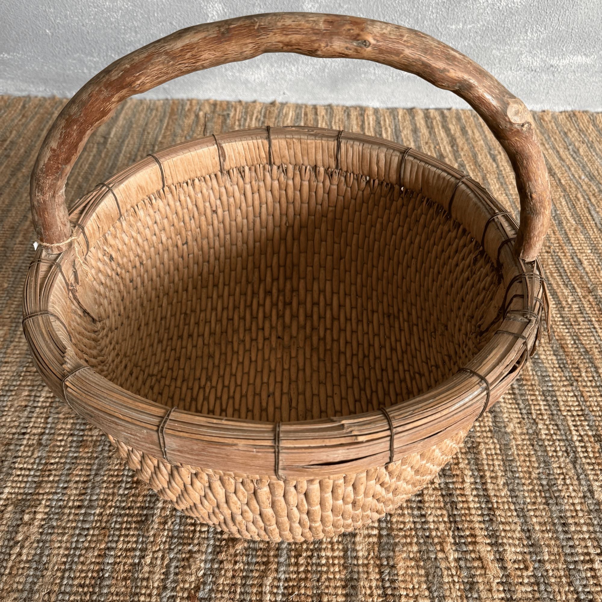 Vintage Chinese Woven Willow Basket Homewares Beachwood Designs