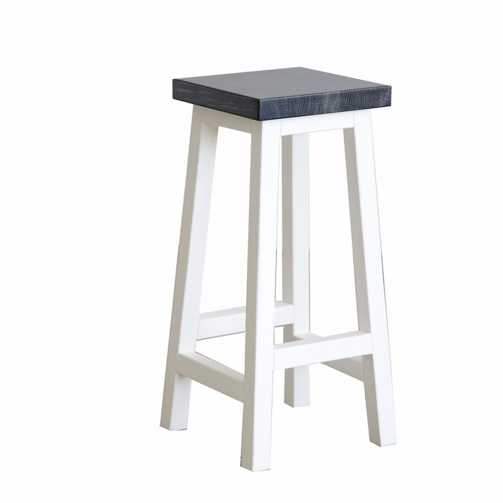 Square Bar Stool - White &amp; Grey Limed