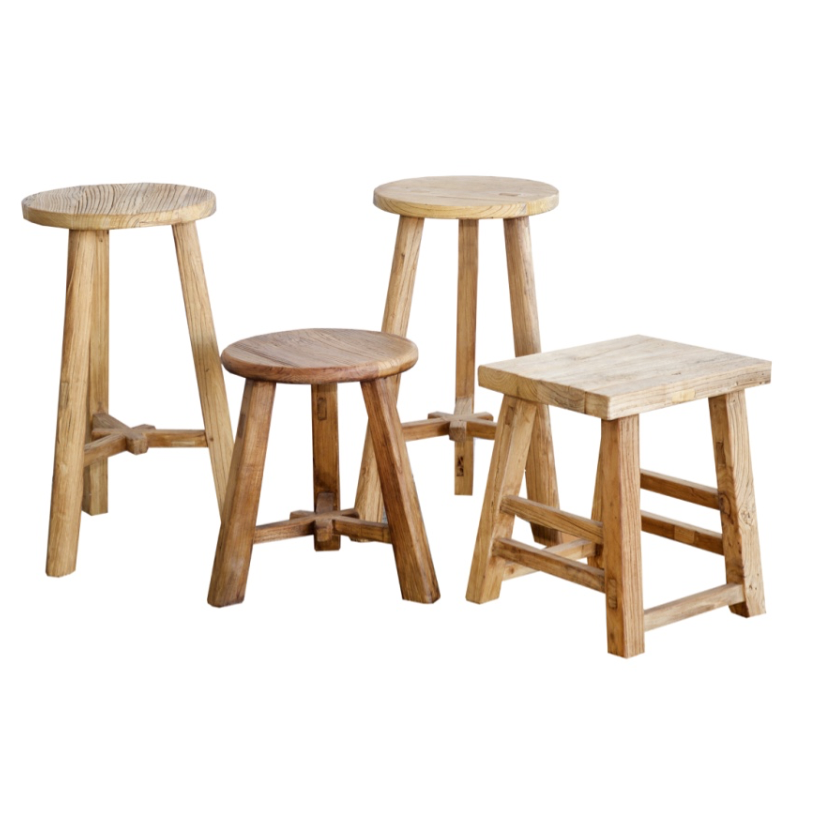 Round Elm Bar Stool