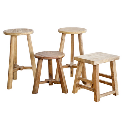 Round Elm Bar Stool