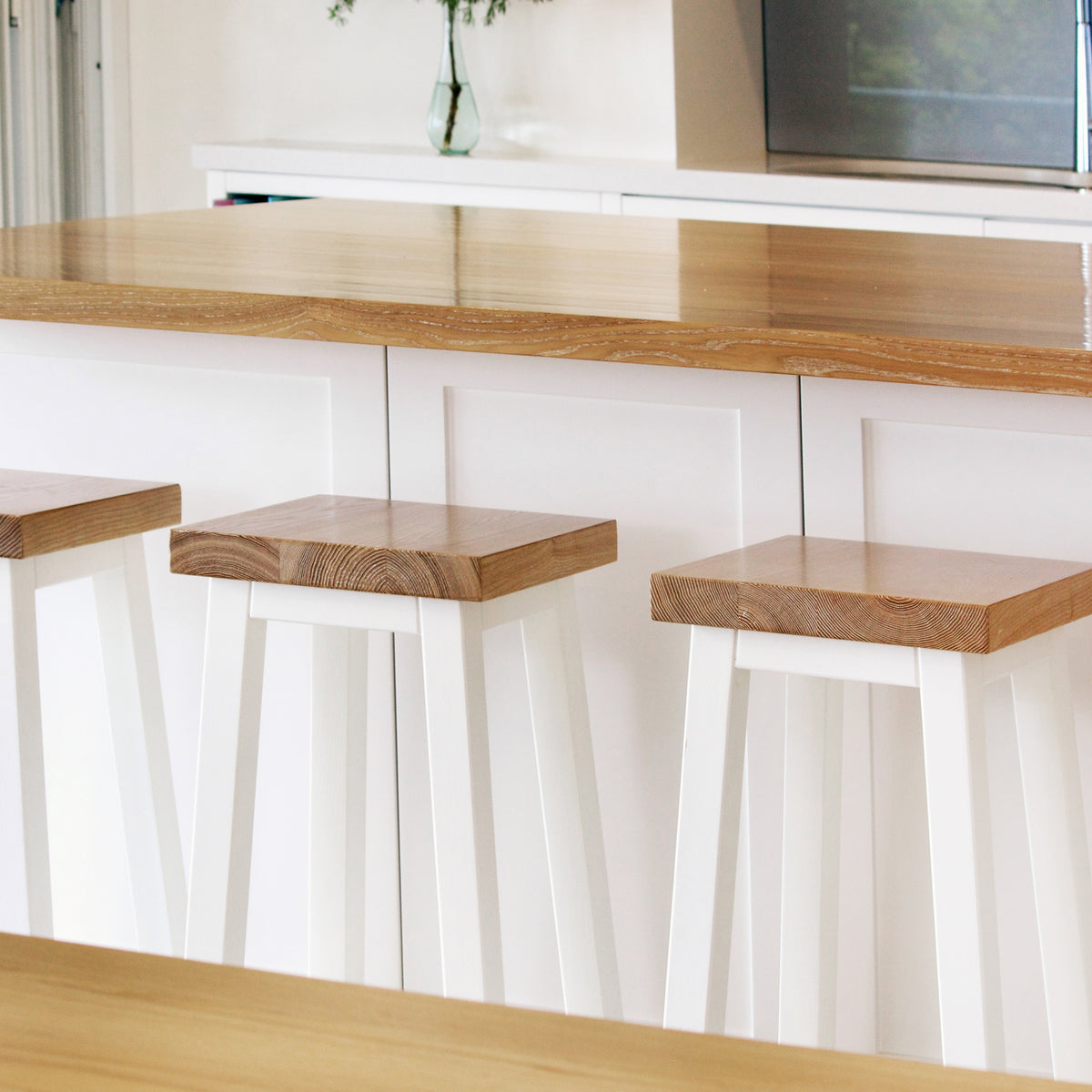 Square Bar Stool - White &amp; Limed Ash