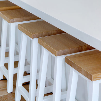 Square Bar Stool - White &amp; Limed Ash