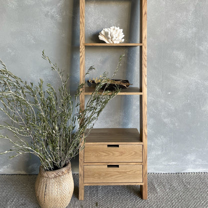 Ladder Bookcase with 2 Drawers