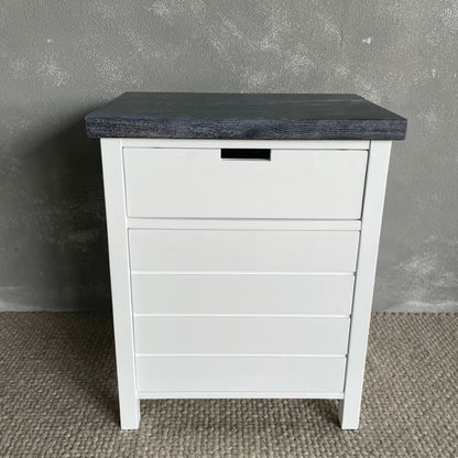 Coast Bedside L600mm - 1 Drawer &amp; Door - White &amp; Grey Limed