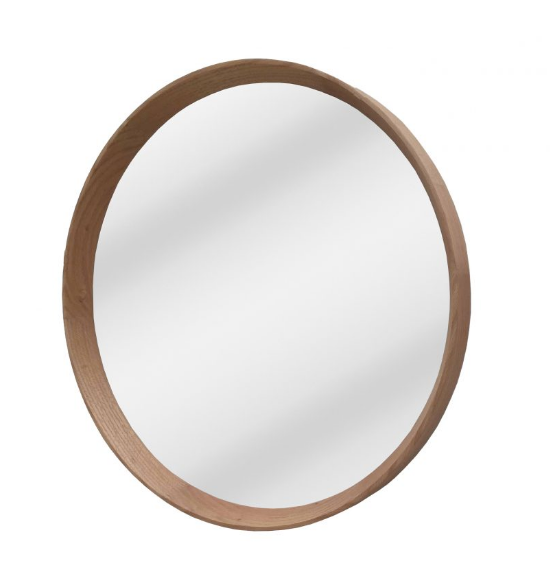 Round Oak Mirror 600D - Natural