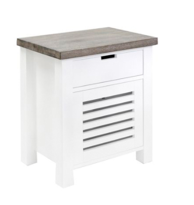 Newport Bedside L600mm - 1 Drawer - White &amp; Grey Limed