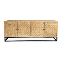 Criss Cross Elm Sideboard & Metal Base L2200mm