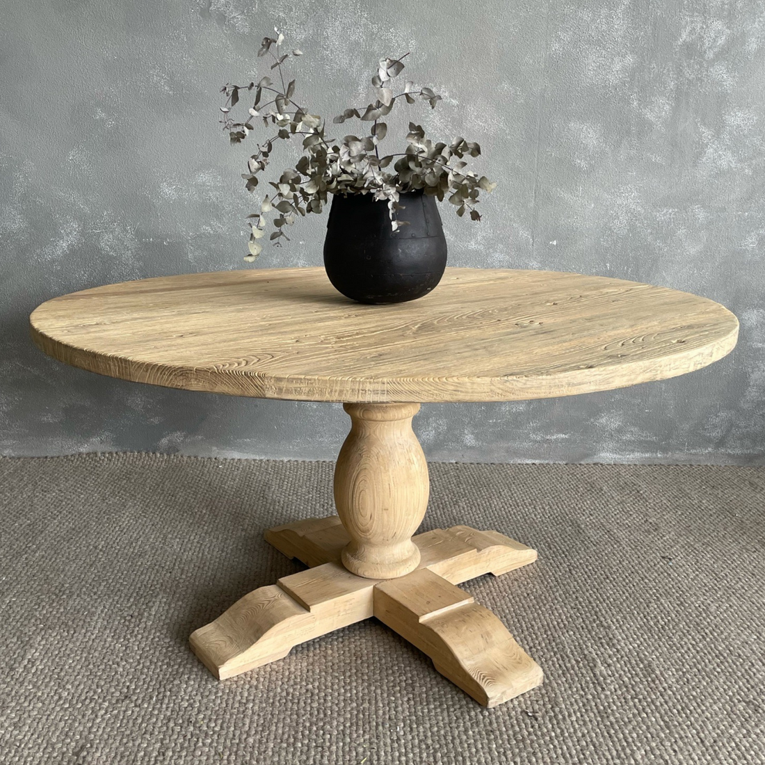 Round Elm Pedestal Dining Table D1500mm - Natural