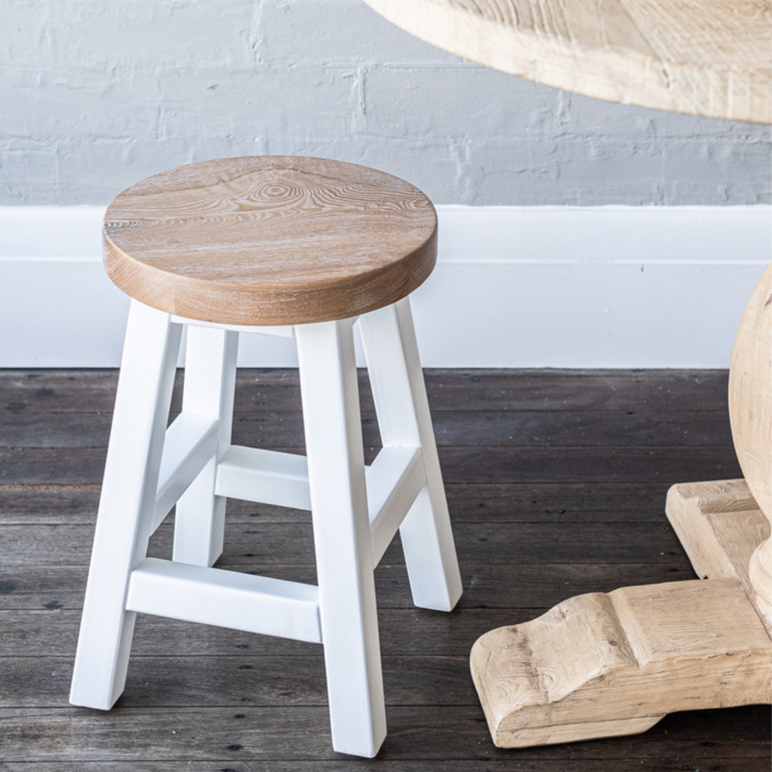 Pacific Stool - White &amp; Limed Ash