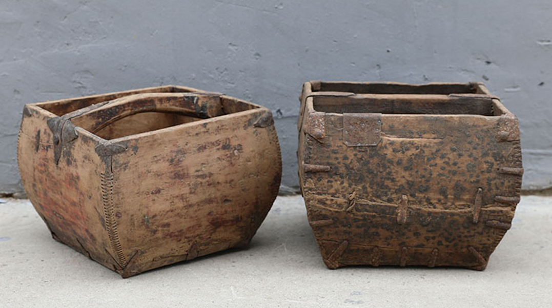 Old Chinese Rice Bucket