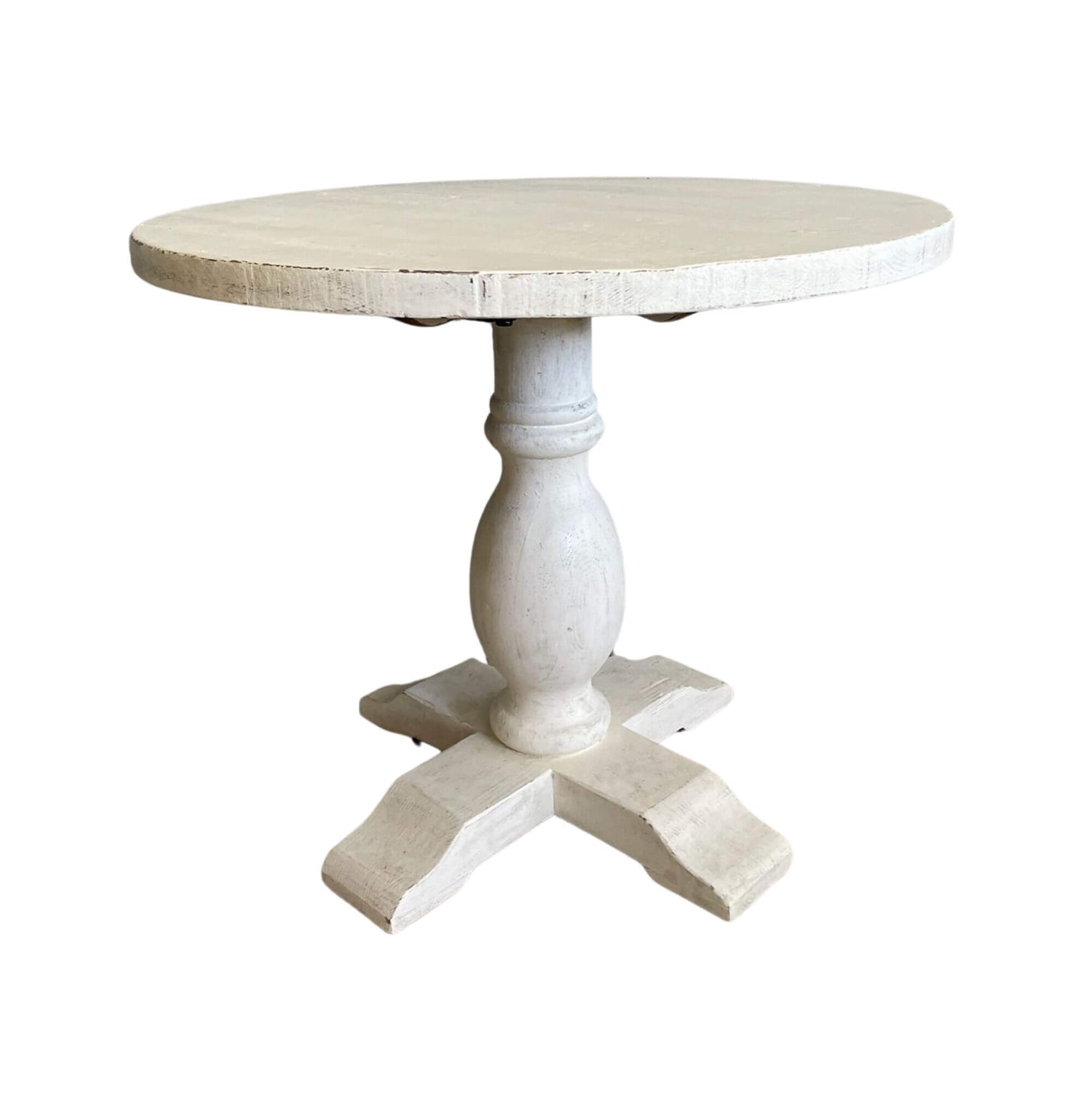 Round Elm Pedestal Dining Table D900mm - White