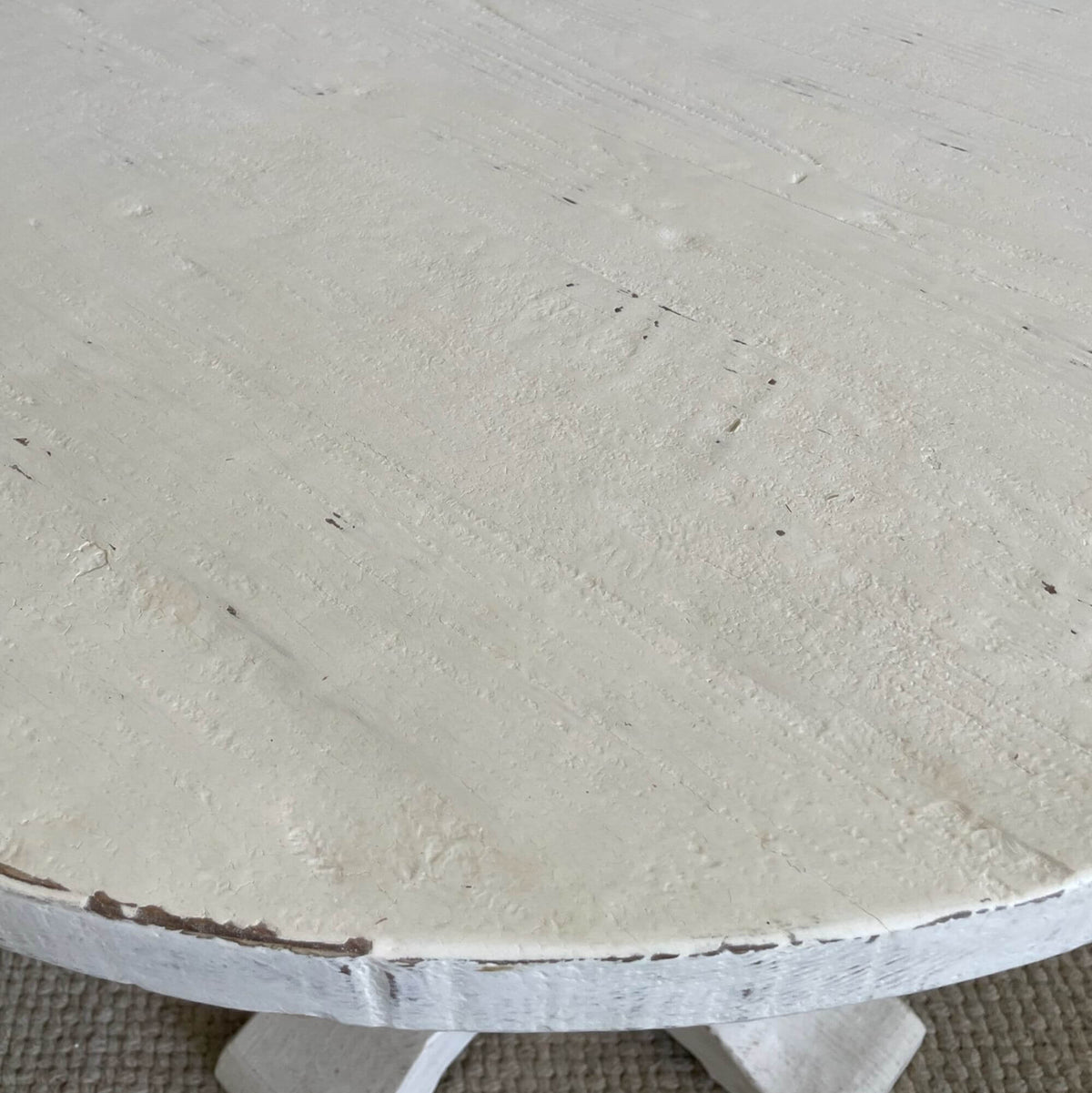 Round Elm Pedestal Dining Table D900mm - White