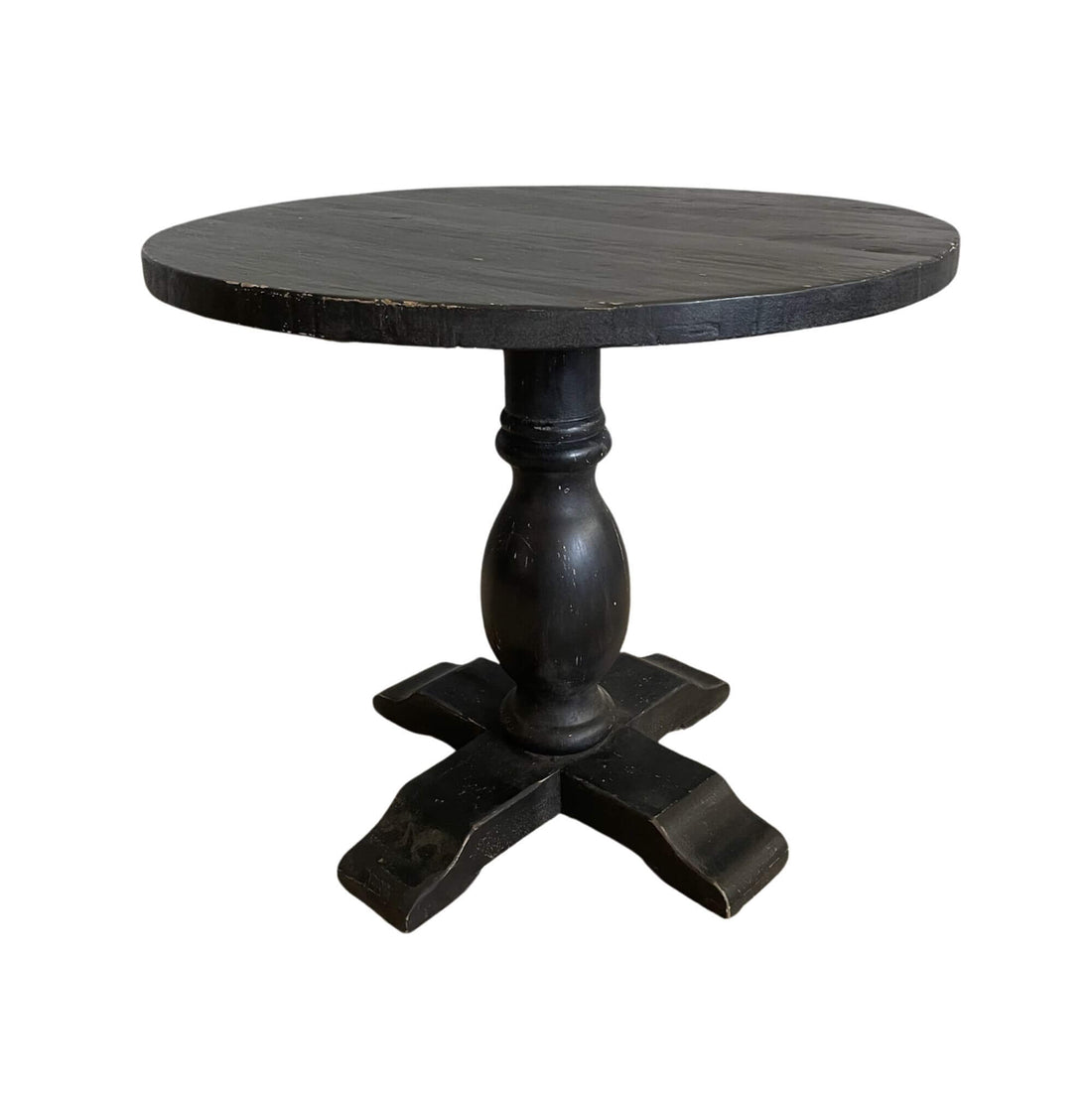 Round Elm Pedestal Dining Table D900mm - Black