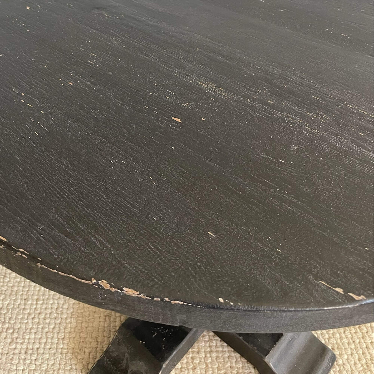 Round Elm Pedestal Dining Table D900mm - Black