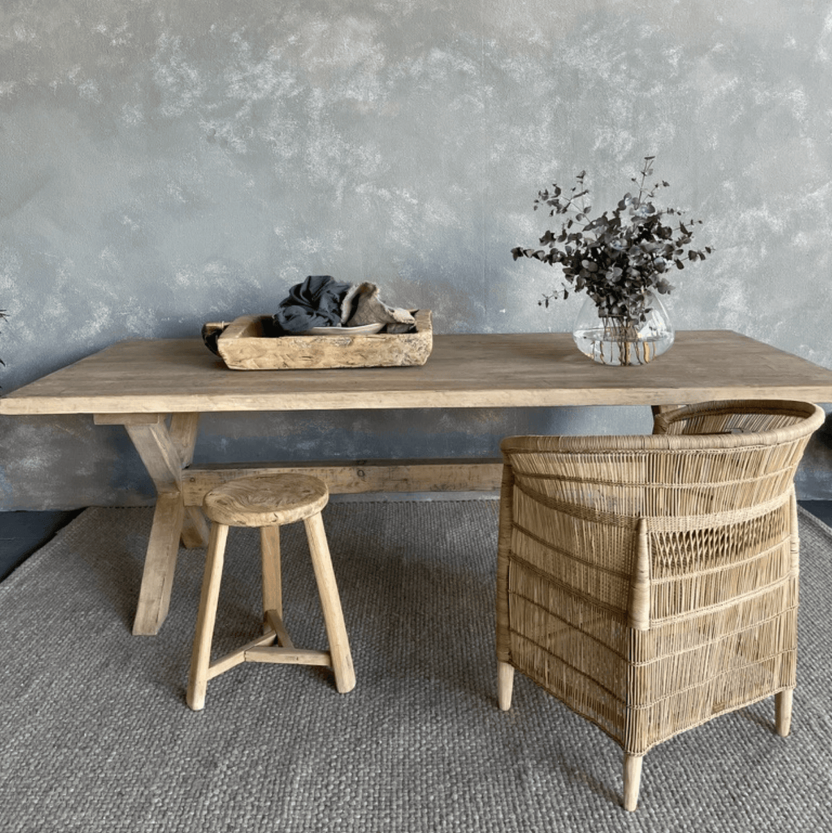 Cross Base Reclaimed Pine Dining Table L2740mm