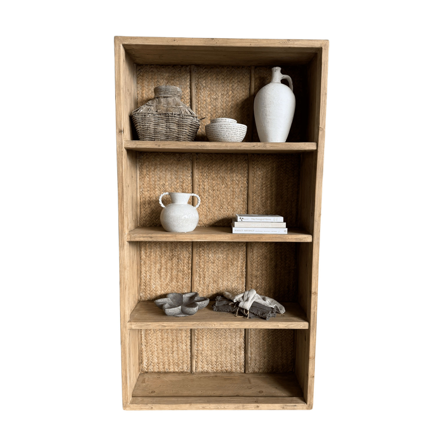 One-Off Elm &amp; Rattan Cabinet