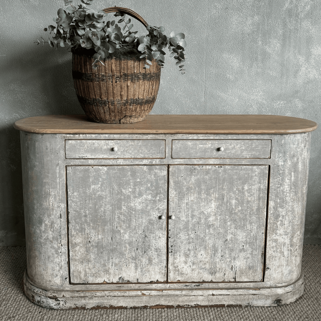 One-Off Elm Grey Curved Sideboard L1500mm