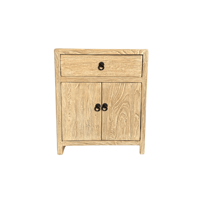 Elm Bedside L500mm - 1 Drawer &amp; 2 Doors - Natural Elm