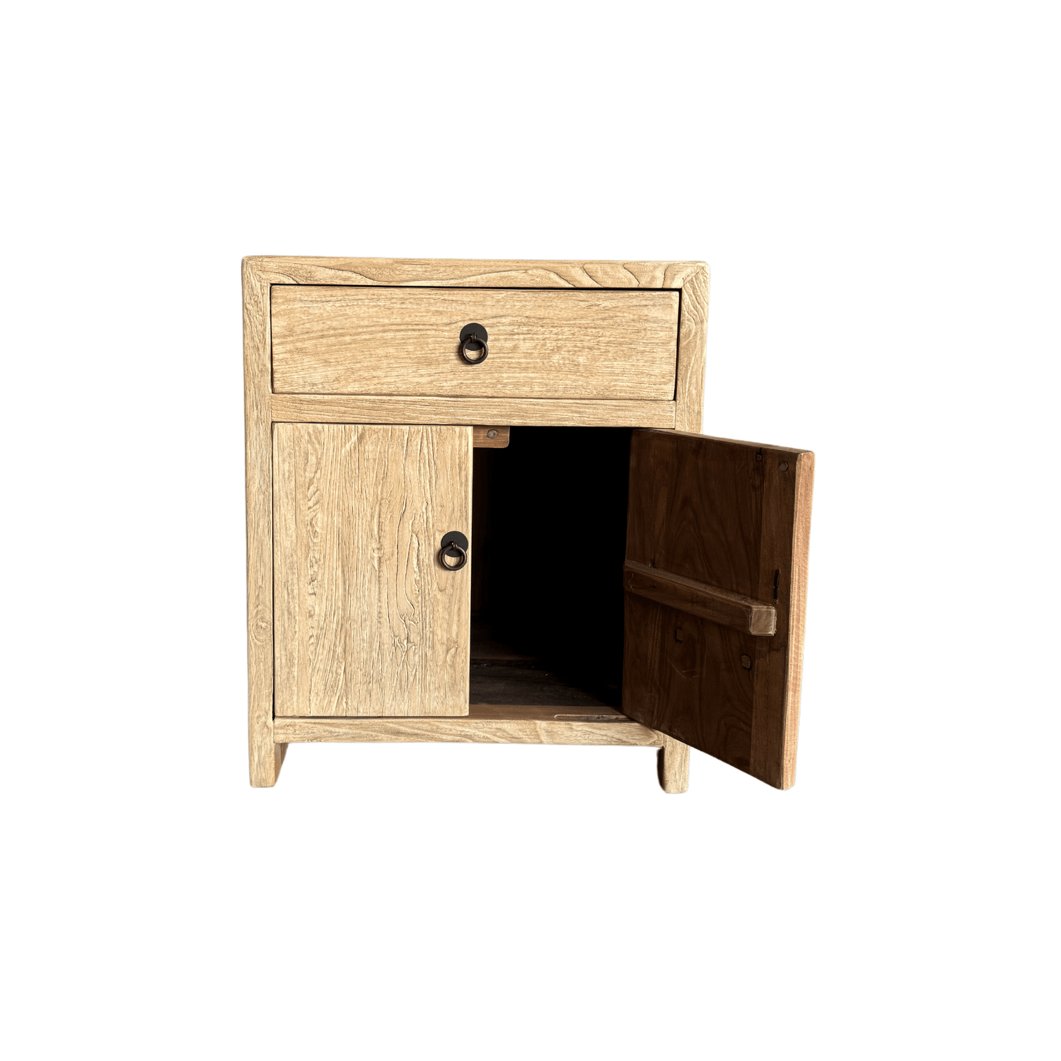 Elm Bedside L500mm - 1 Drawer &amp; 2 Doors - Natural Elm