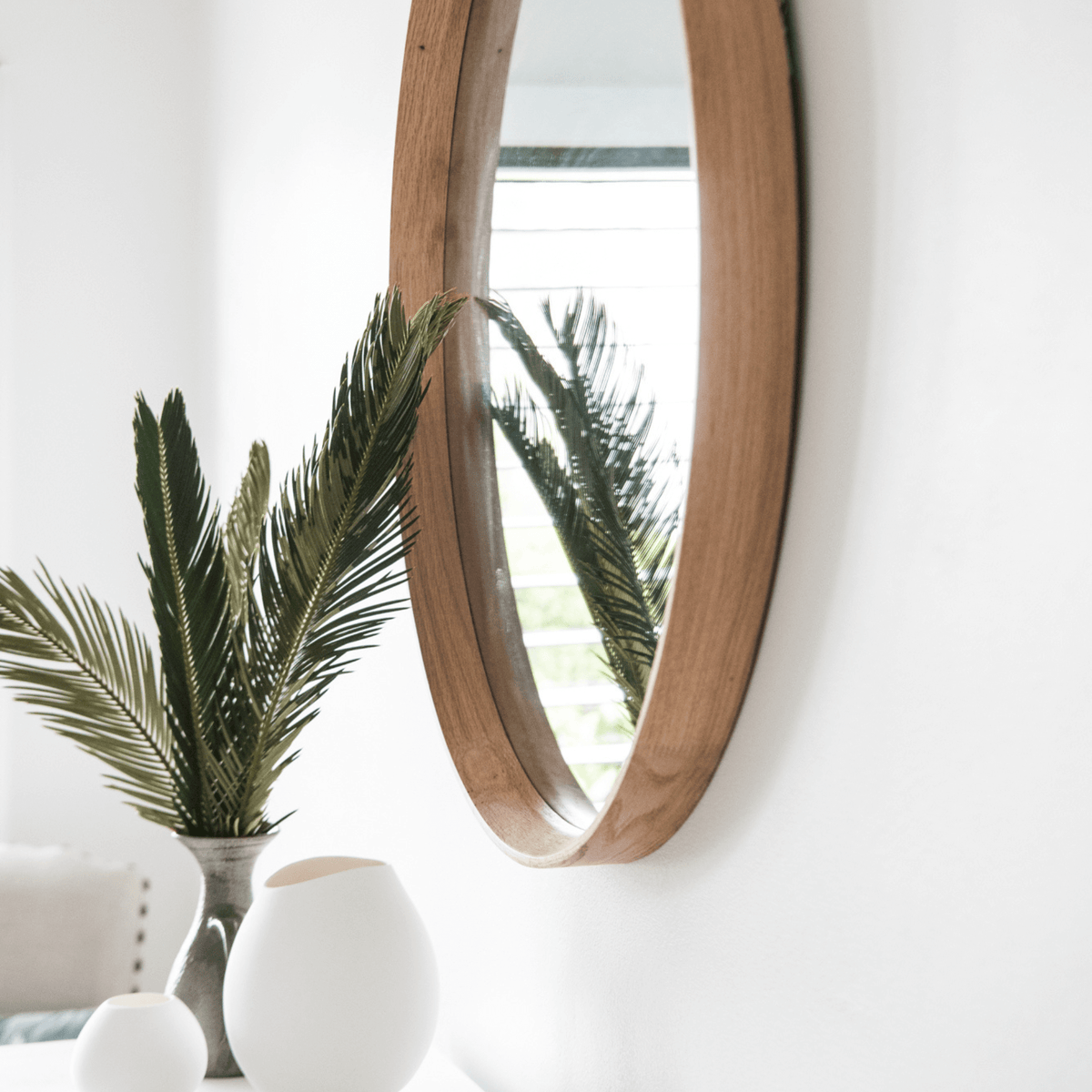 Round Oak Mirror 800D - Natural