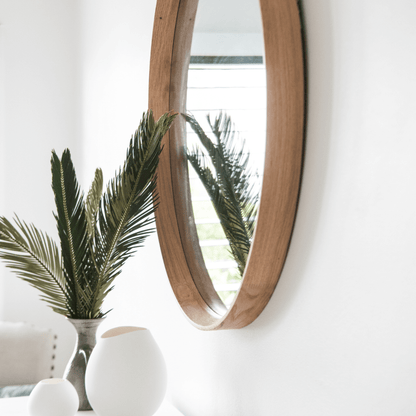 Round Oak Mirror 800D - Natural