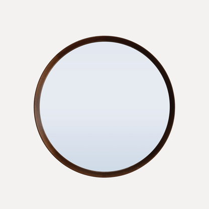 Round Hardwood Mirror 1000D - Walnut
