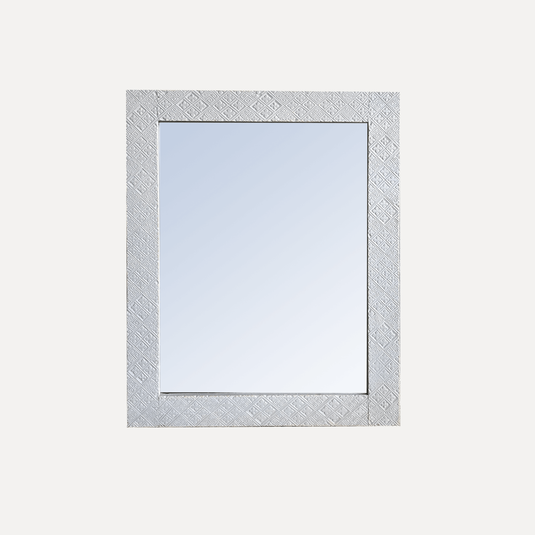 Elm Carved Mirror - 1200H x 950W - Light Grey