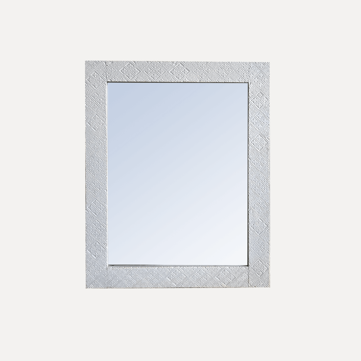 Elm Carved Mirror - 1200H x 950W - Light Grey