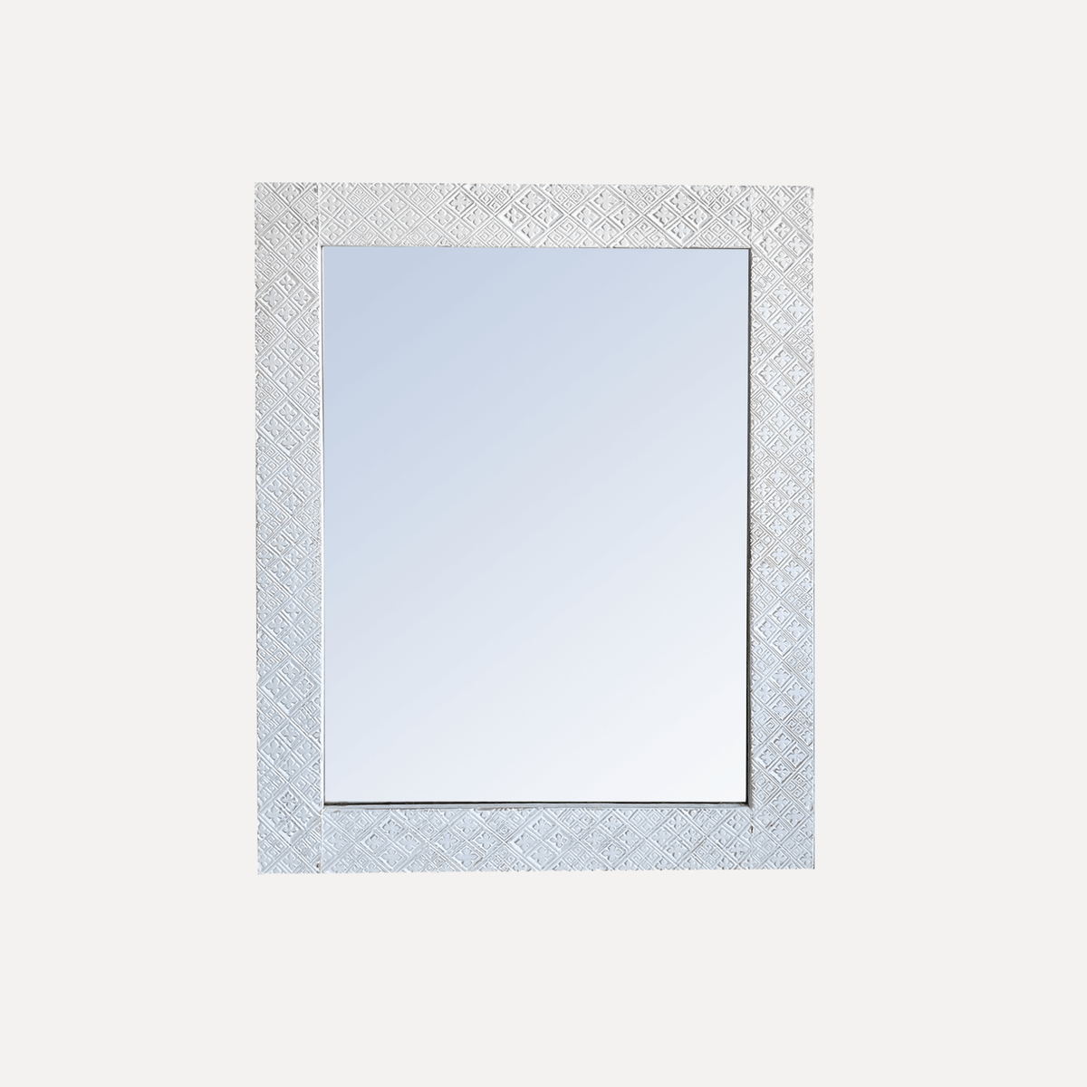 Elm Carved Mirror - 1200H x 950W - White