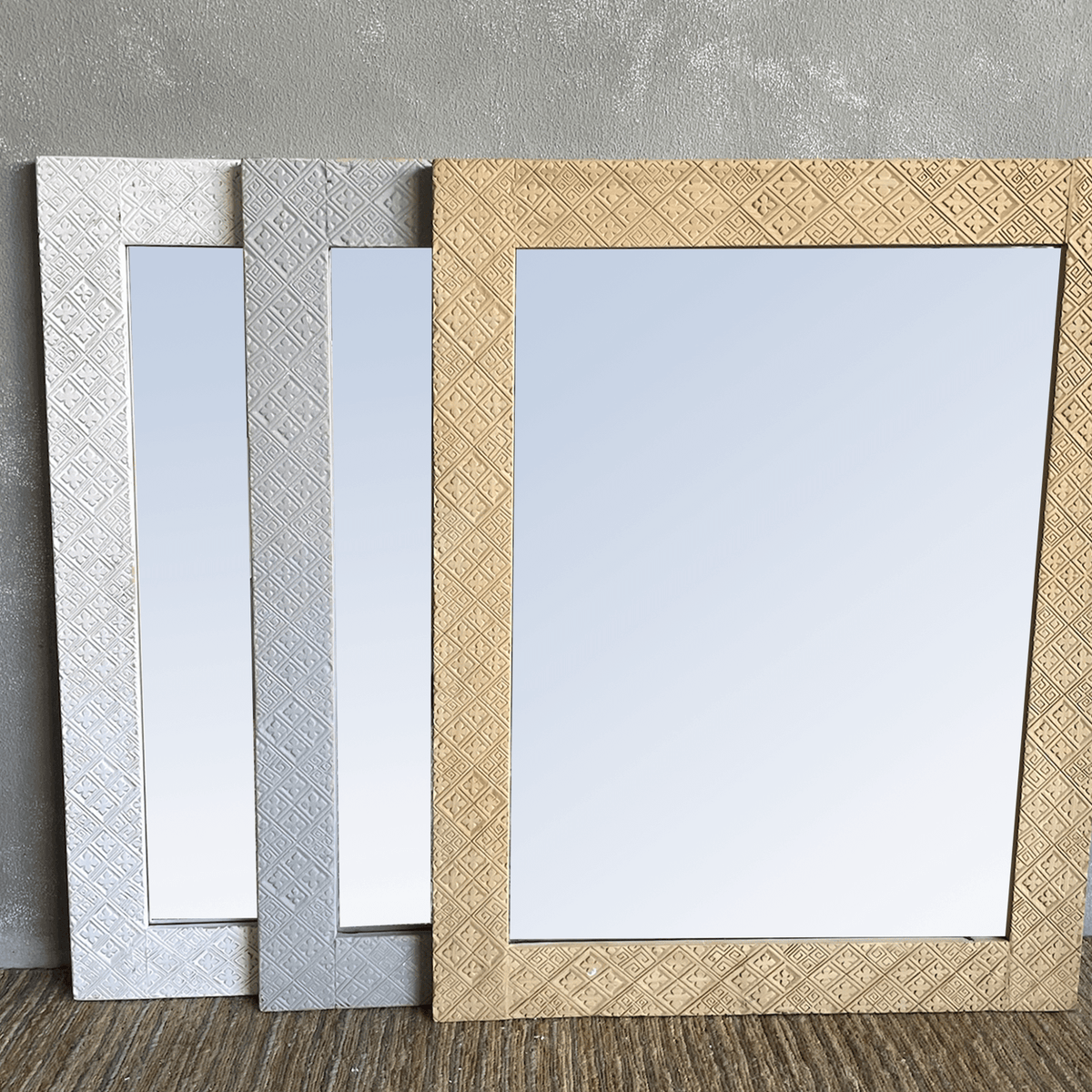 Elm Carved Mirror - 1200H x 950W - White