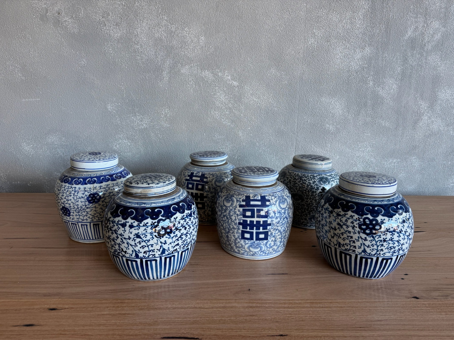 Blue &amp; White Ceramic Jar with Lid