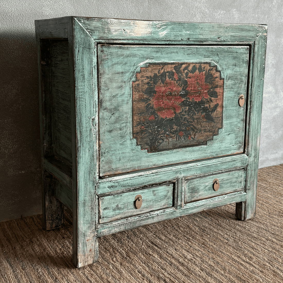 One-Off Elm Blue Distressed Sideboard L850mm