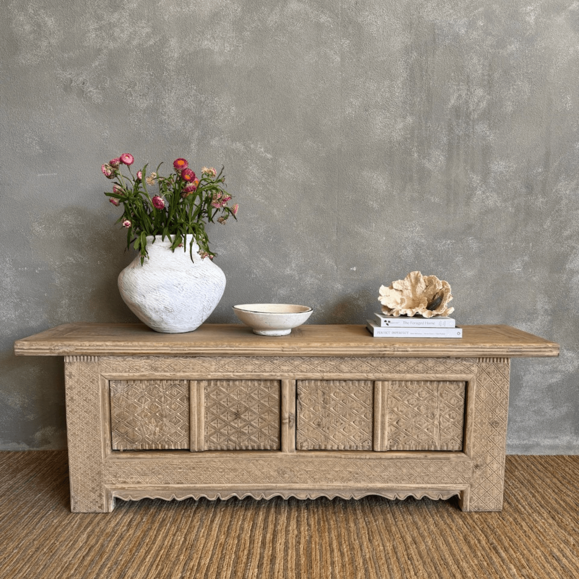 Carved Elm Media Unit L1800mm