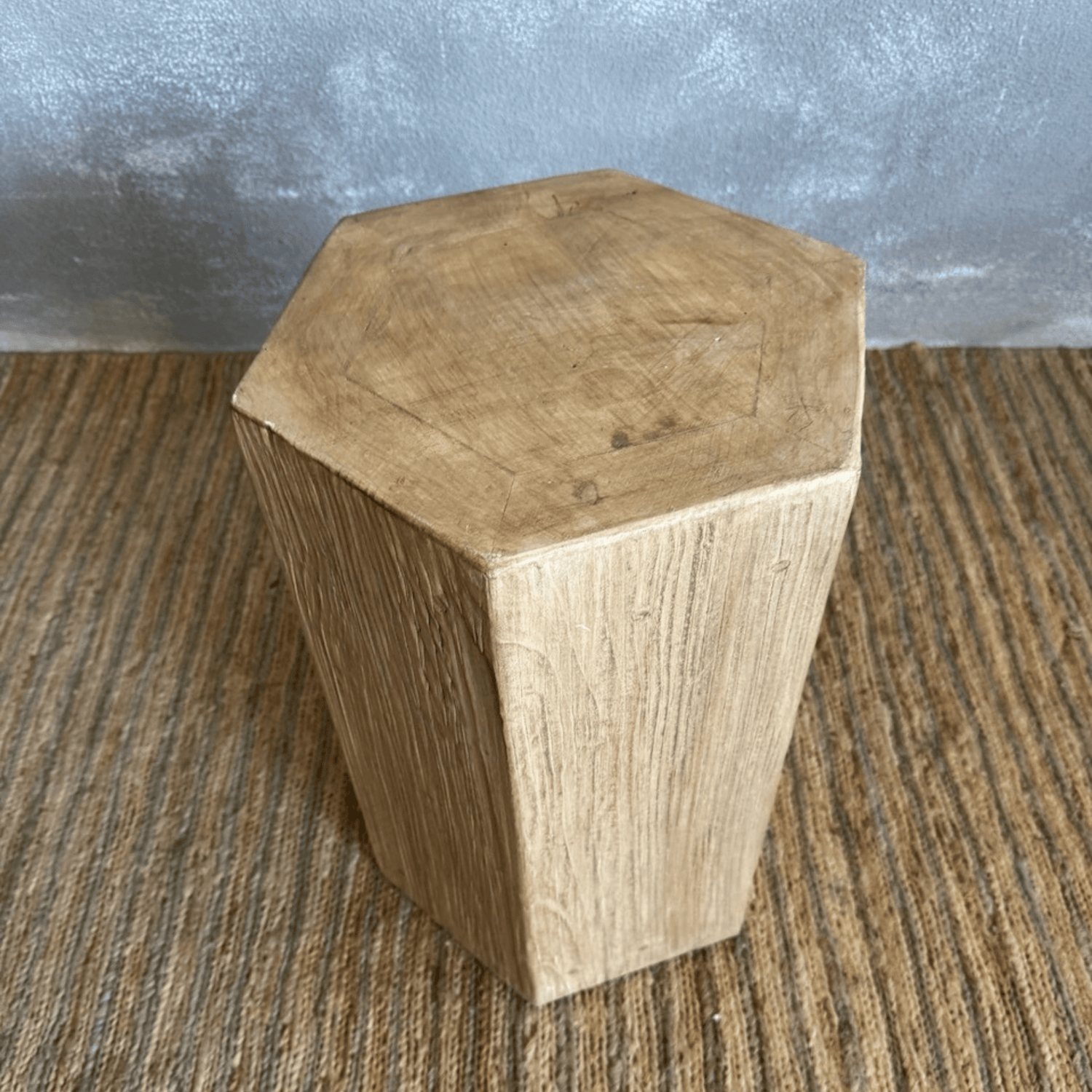 Hexagon Elm Side Table