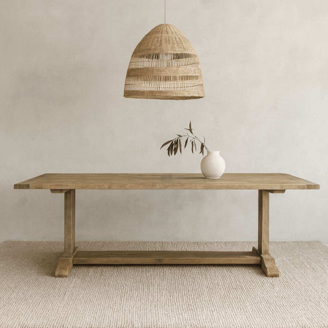 Elm Pedestal Dining Table L2200mm - Natural