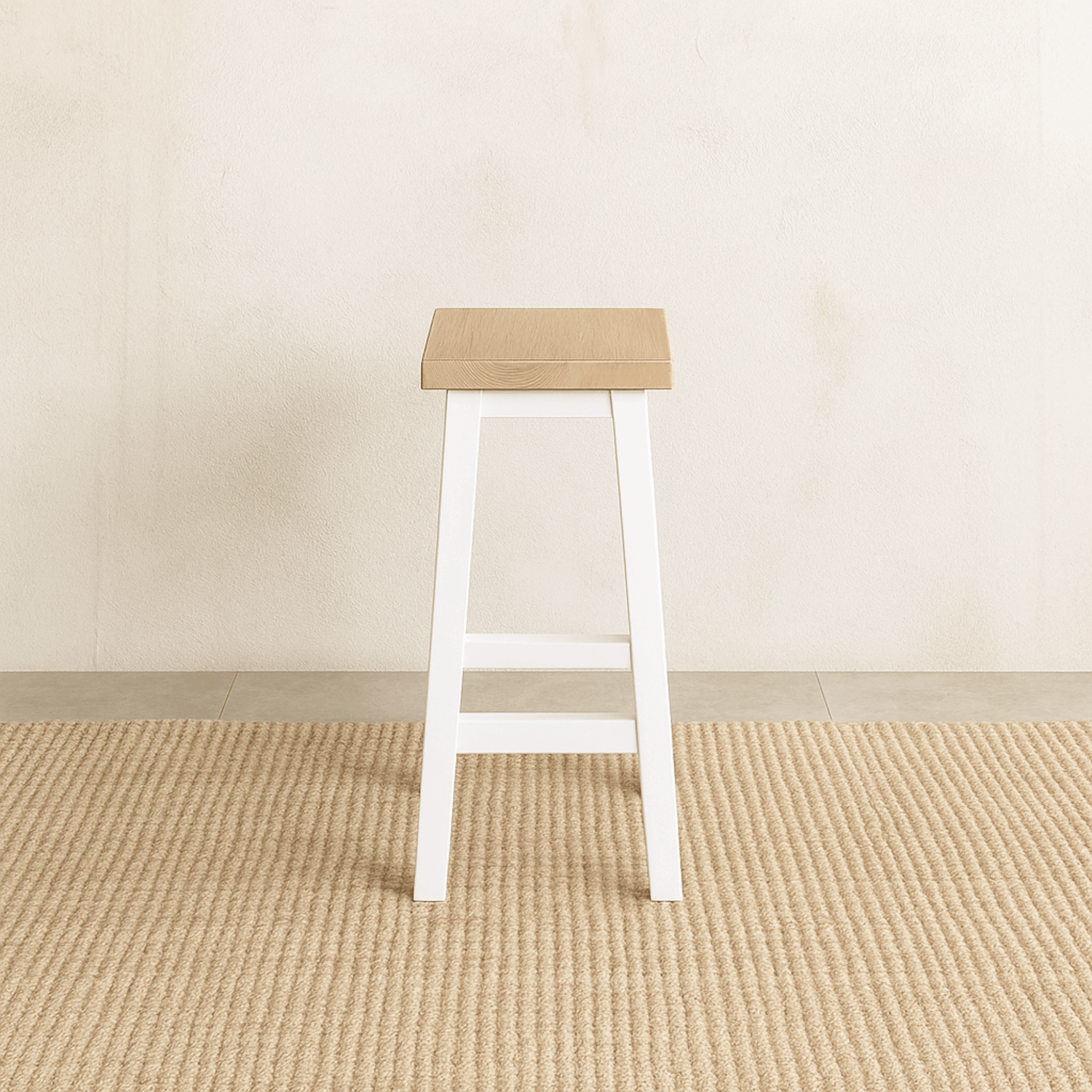 Square Bar Stool - White &amp; Limed Ash