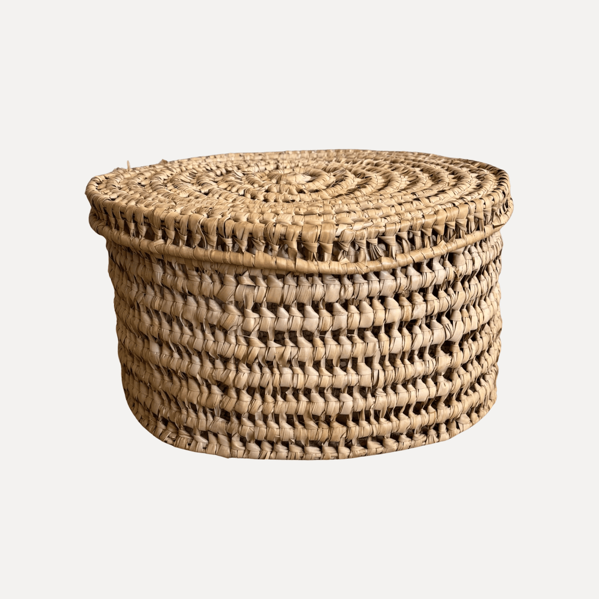 Oversized Hand-Woven Basket with Lid