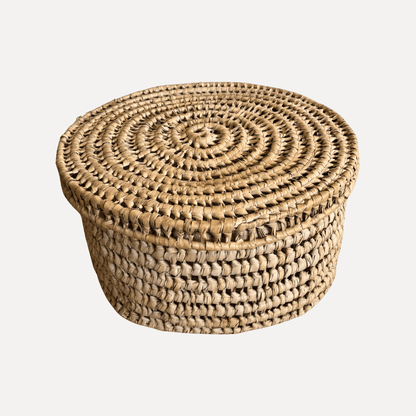Oversized Hand-Woven Basket with Lid