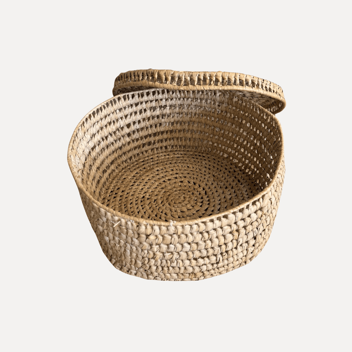 Oversized Hand-Woven Basket with Lid