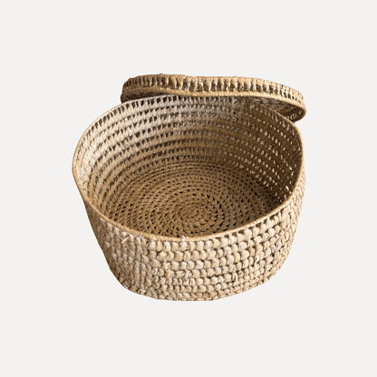 Oversized Hand-Woven Basket with Lid