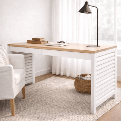 Louvred Desk L1500mm with 2 Drawers